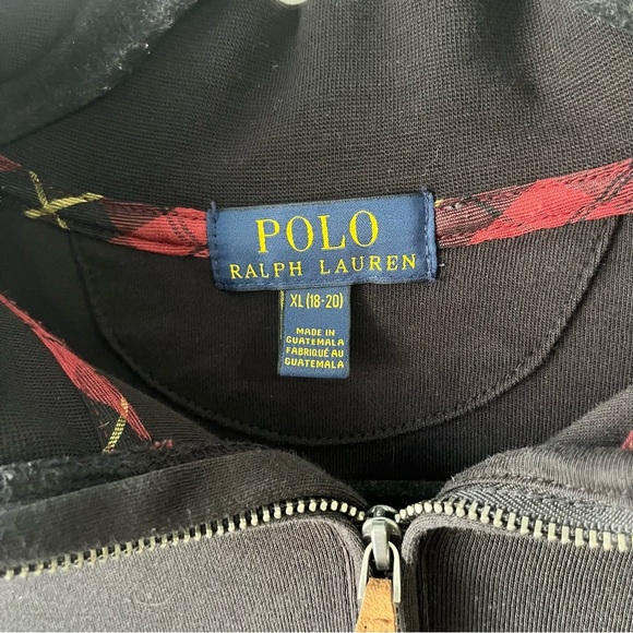 Mens Polo Ralph Lauren 1/4 Zip Black Size XL (18/20) - Picture 2 of 3